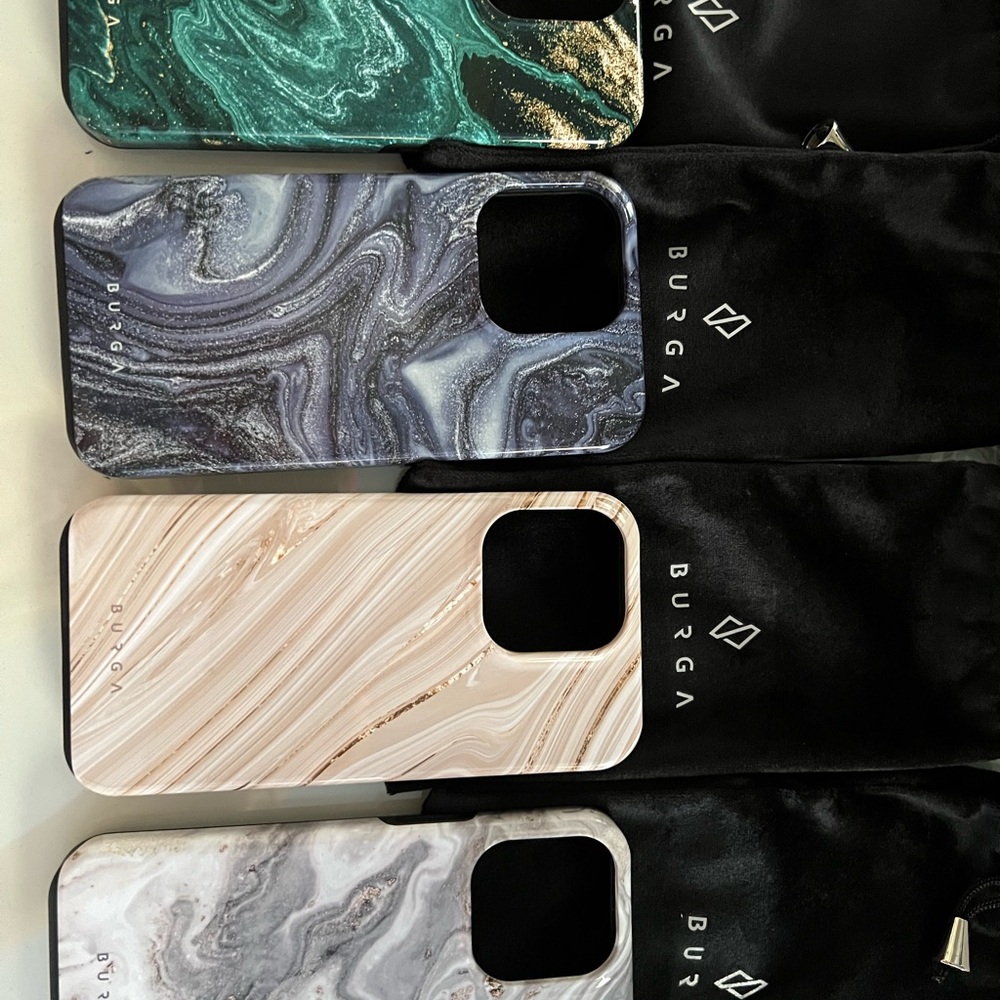 Burga Elegant Marble Phone Case Set - Green, Gray, Cream